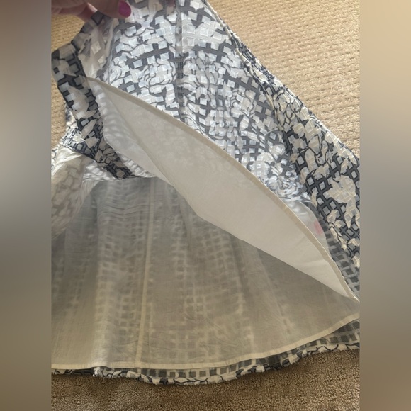 Betsey Johnson Blue & White Floral Grid Burnout Fit Flare Dress - Picture 10 of 10